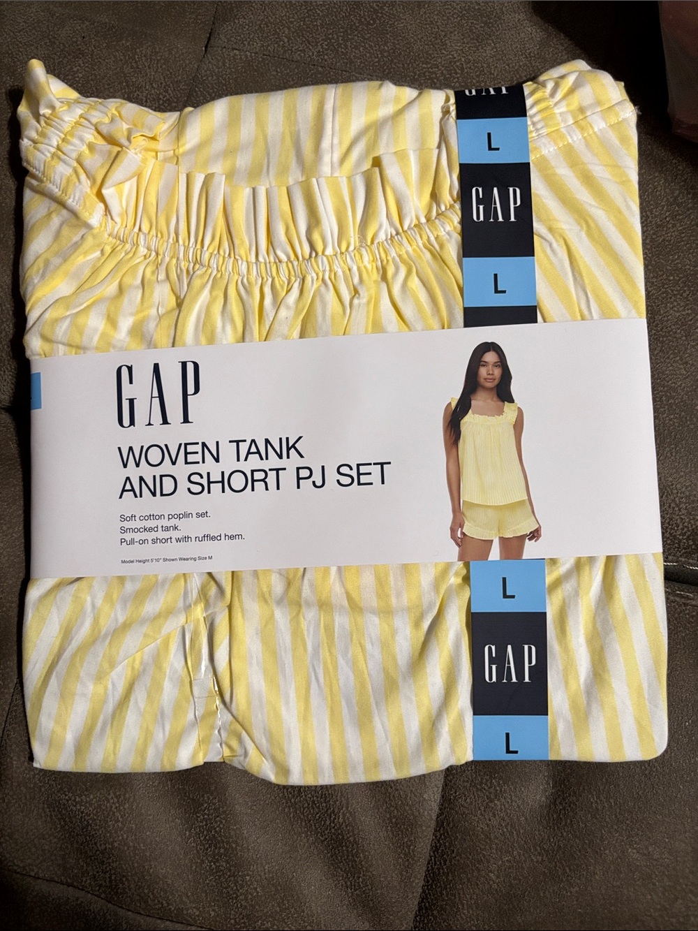 GAP Yellow and White Striped Woven Tank & Short Set